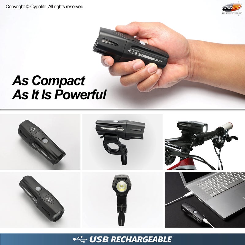 Cygolite Metro Pro â€“ 1,100 Lumen Bike Light â€“ 9 Night & Day Modes â€“ Compact & Durable â€“ IP67 Waterproof â€“ Secured Hard Mount â€“ USB Rechargeable Headlight â€“ For Road, Mountain, Commuter Bicycles, Black - Image 5